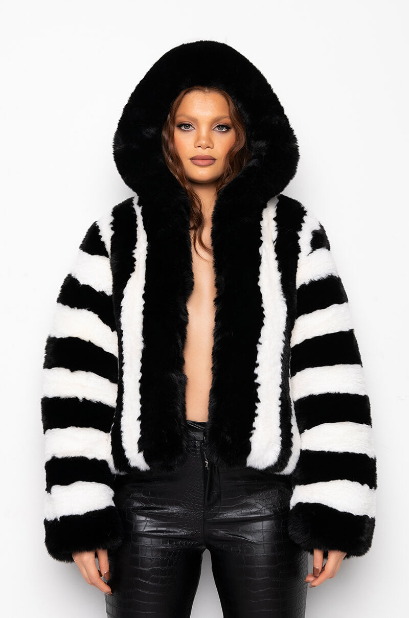 AZALEA WANG BDUBS FUR JACKET WITH HOOD