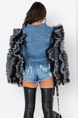 CHICKA CHICKA BOOM BOOM DENIM RUFFLE JACKET