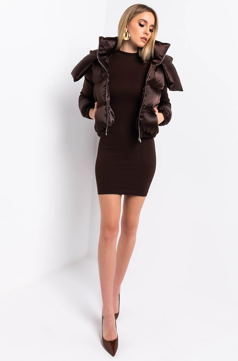 AZALEA WANG CHOCOLATE SATIN PUFFER