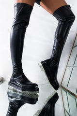 AZALEA WANG HOLD ON TIGHT FLATFORM BOOT IN CLEAR
