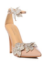 AZALEA WANG ISMEA EMBELLISHED FLOWER PUMP IN NUDE