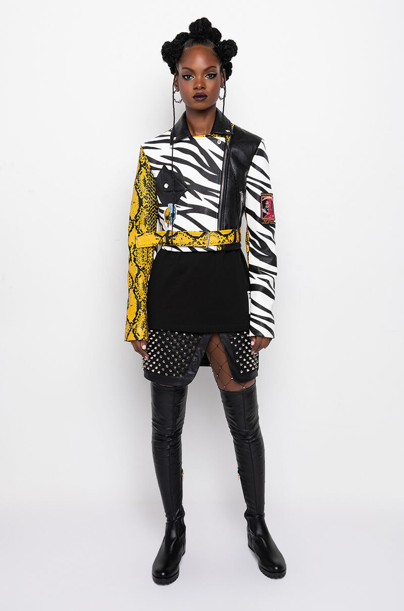 AZALEA WANG MISUNDERSTOOD CROP MOTO JACKET