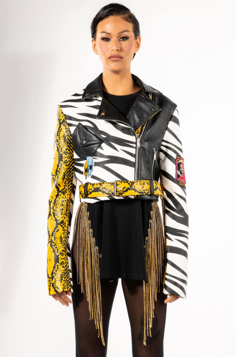AZALEA WANG MISUNDERSTOOD CROP MOTO JACKET