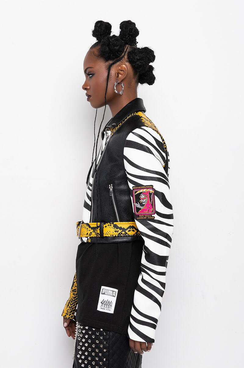 AZALEA WANG MISUNDERSTOOD CROP MOTO JACKET