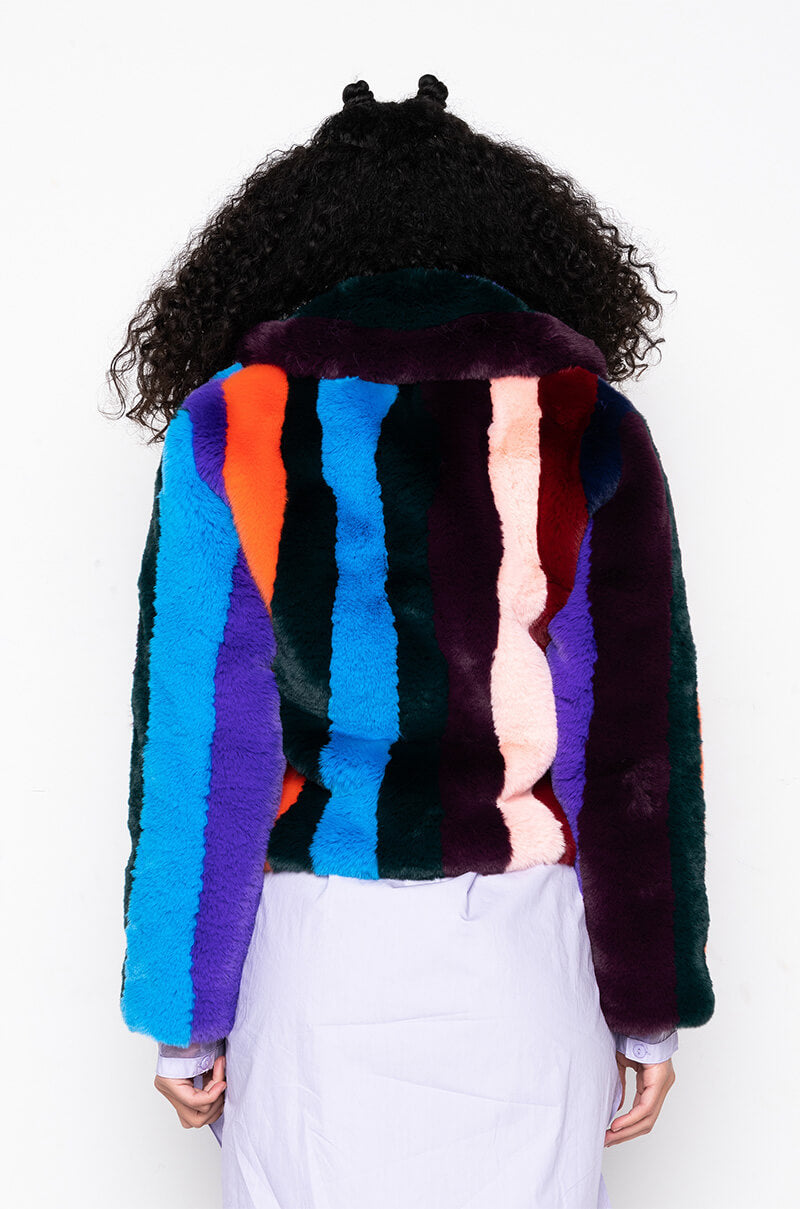 AZALEA WANG SAMBA MULTI COLOR FUR JACKET