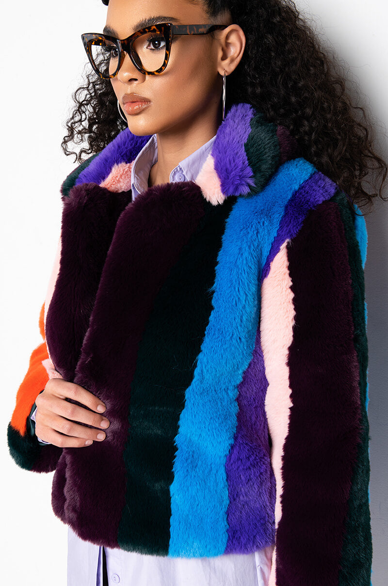 AZALEA WANG SAMBA MULTI COLOR FUR JACKET
