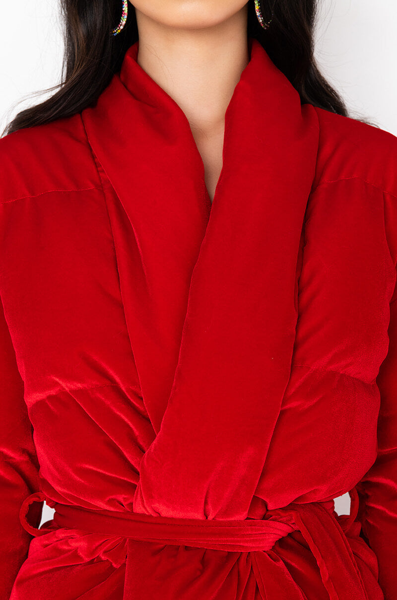 AZALEA WANG VELVET RED WRAP PUFFER
