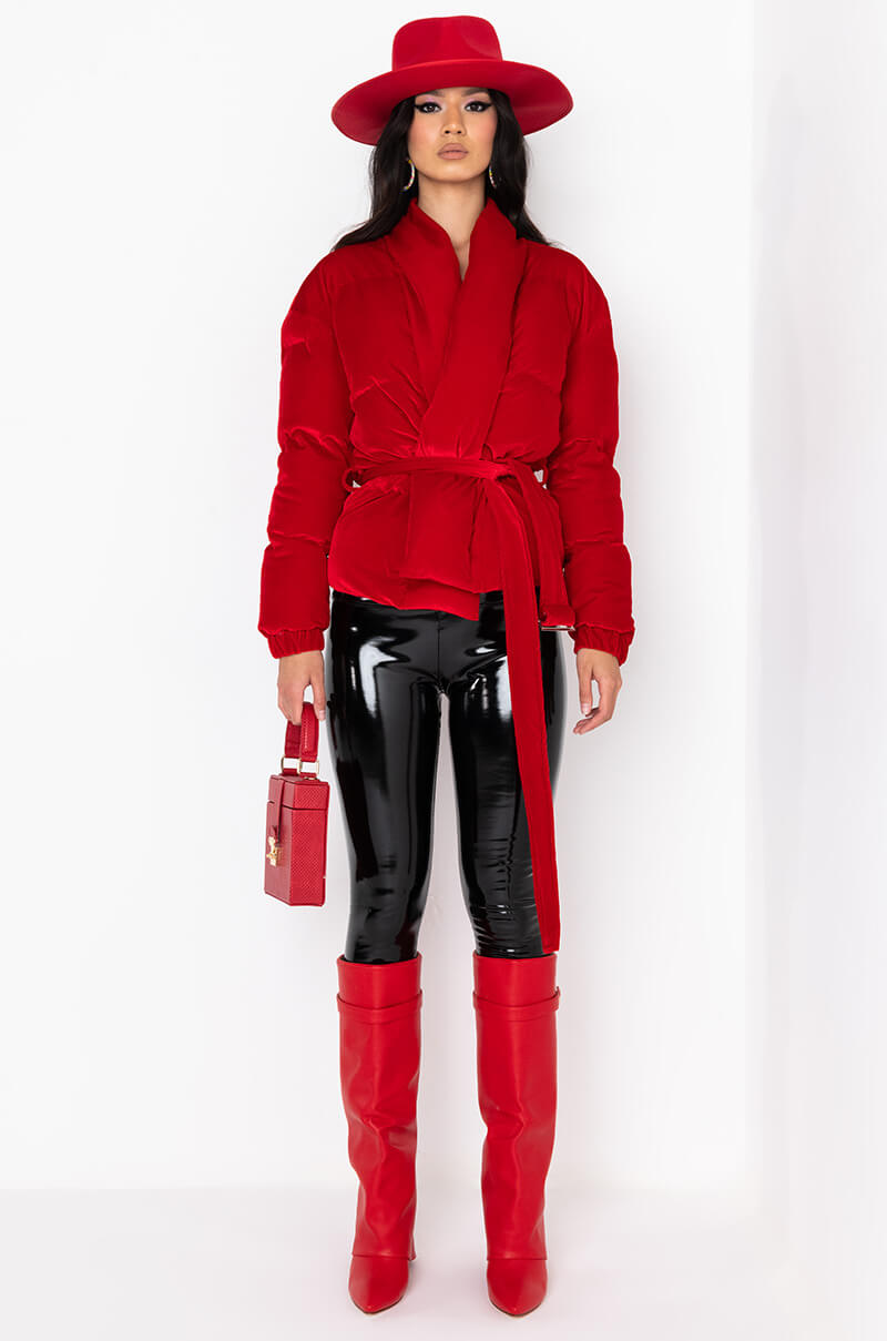 AZALEA WANG VELVET RED WRAP PUFFER