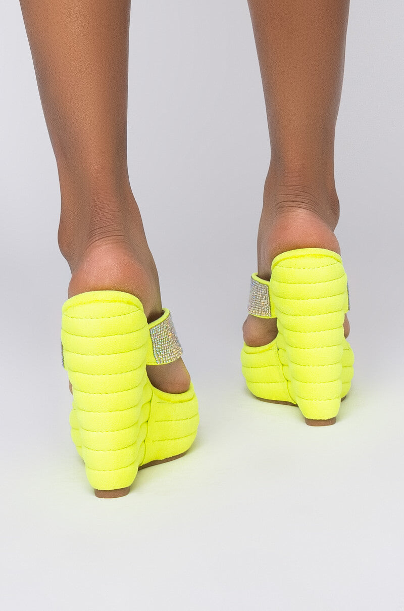 AZALEA WANG WALKING ON A DREAM WEDGE SANDAL IN NEON LIME