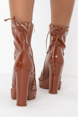 AZALEA WANG WHAT YOU LOVE CHUNKY BOOTIE IN COGNAC