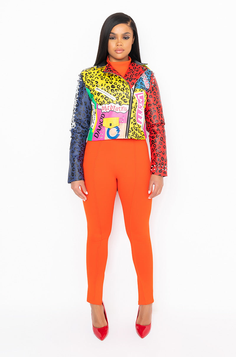 AZALEA WANG WONKA COLORS MOTO JACKET