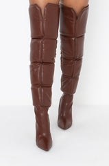 AZALEA WANG YOU WERE JUST A LOVER STILETTO BOOT IN BROWN