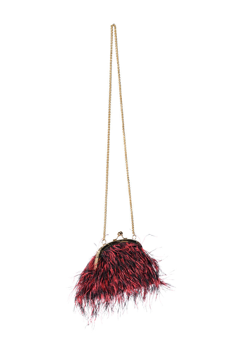 AZONTINA RED FEATHER PURSE