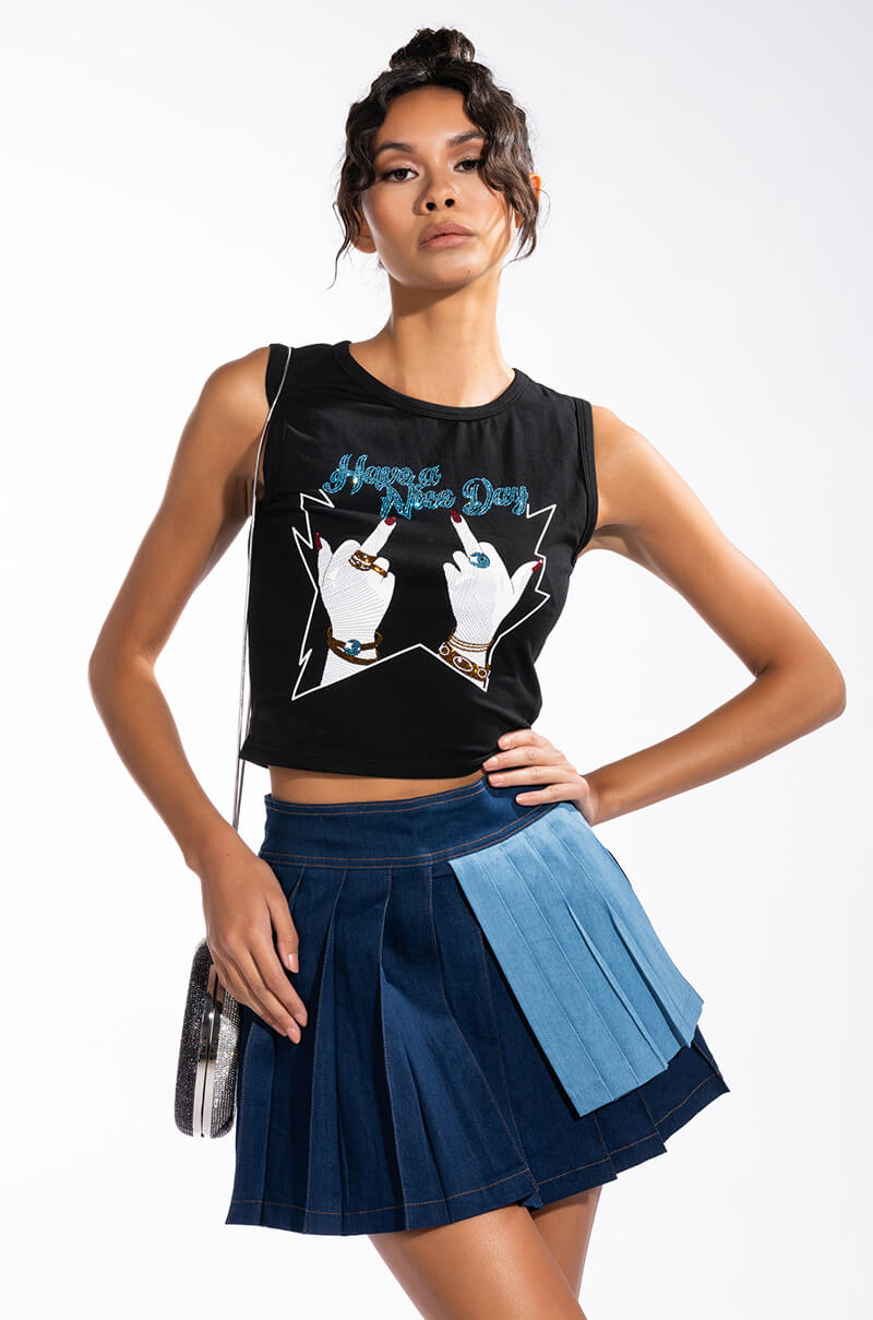 BACK TO COLLEGE PLEATED MINI SKIRT
