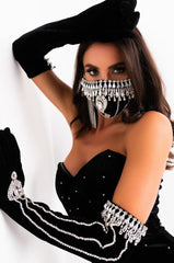 BAD BITCH ALERT VELVET RHINESTONE GLOVES