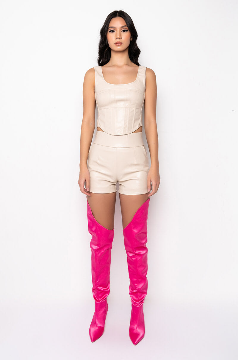 BAD HABITS FAUX LEATHER SHORT
