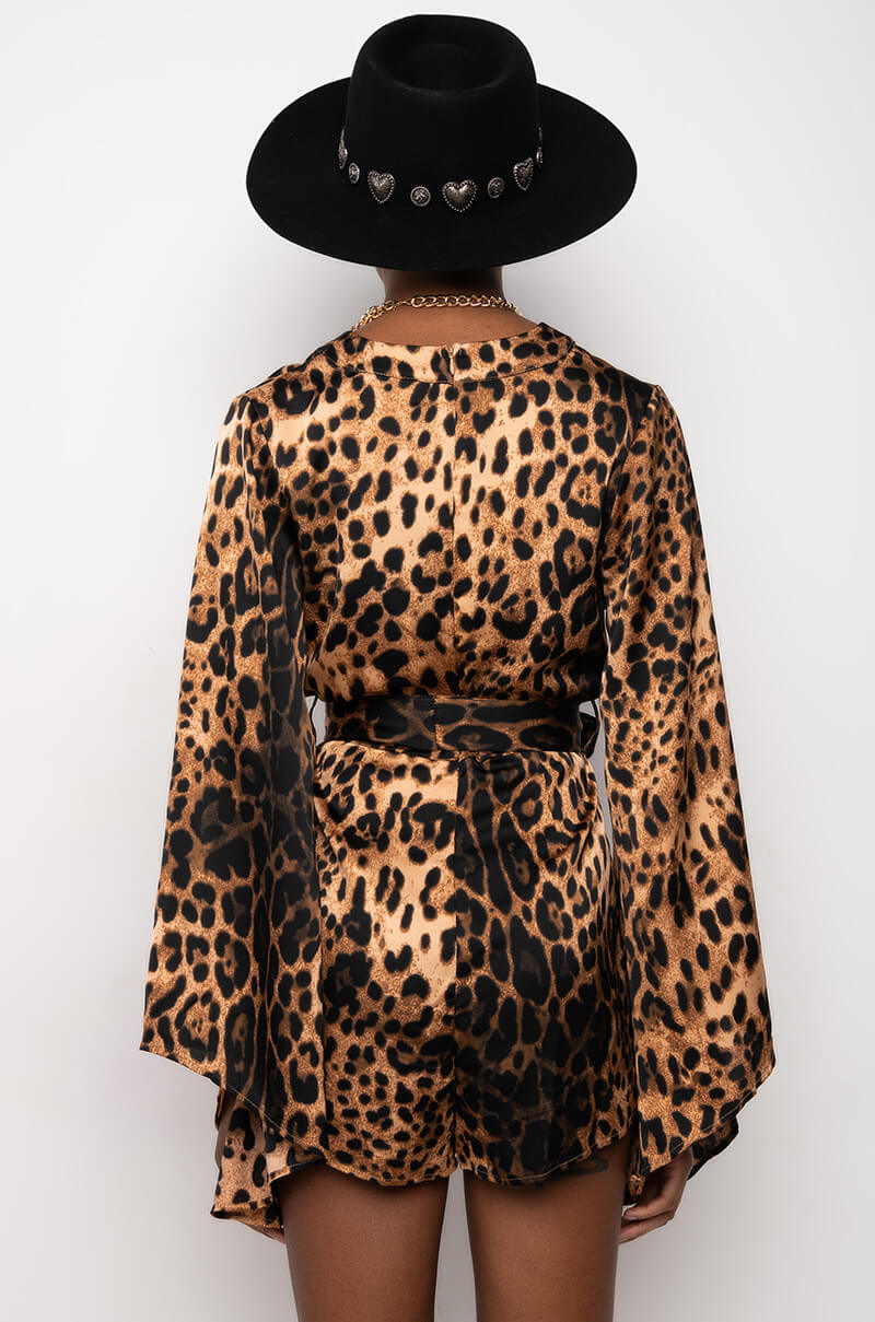BAD LIL BABY BELL SLEEVES LEOPARD ROMPER