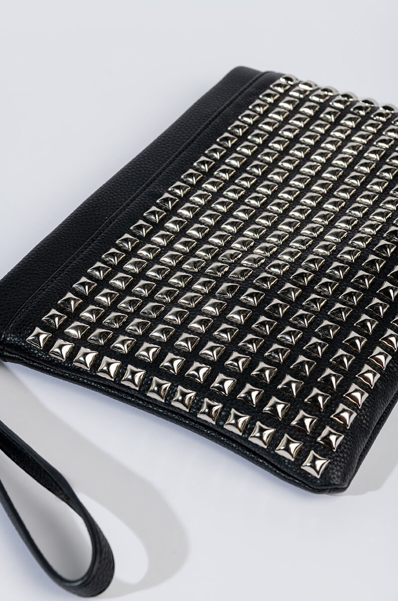 BAD ROMANCE STUDDED CLUTCH