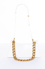 BAGUETTE CROC CHAIN PURSE WHITE