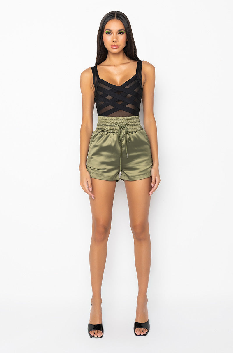 BANDAGE SLEEVELESS BODYSUIT BLACK