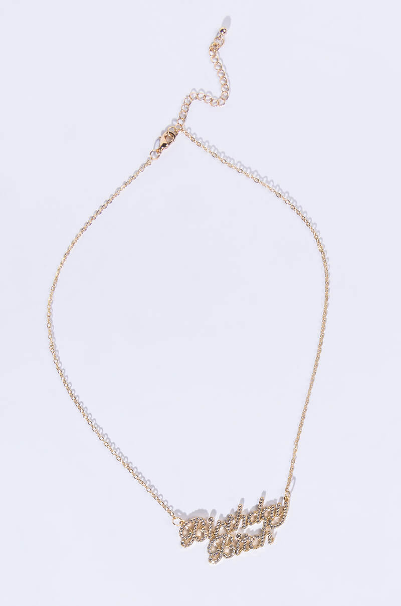 BDAY BITCH PAVE GOLD NECKLACE