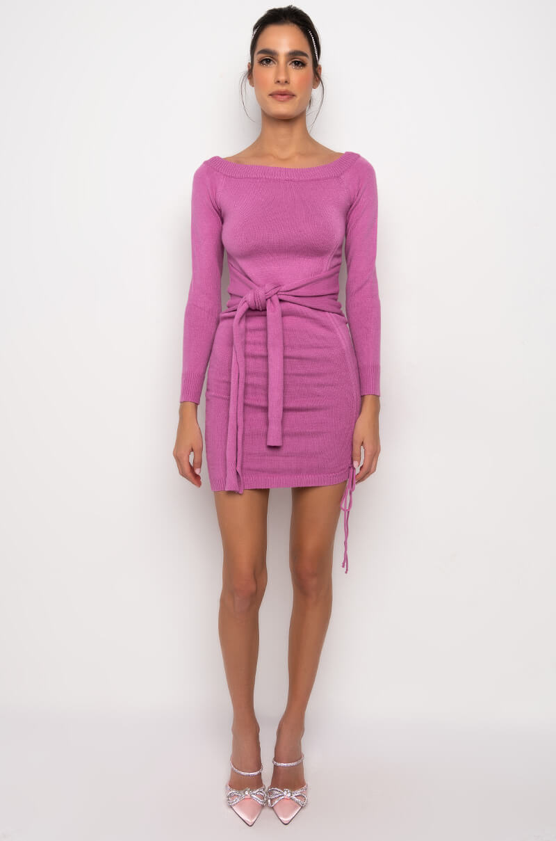 BE SWEET OFF THE SHOULDER SWEATER DRESS