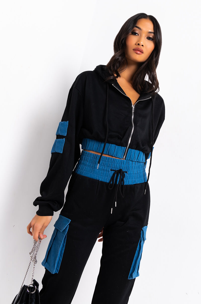 BEATRIX DENIM DETAIL SWEATSHIRT