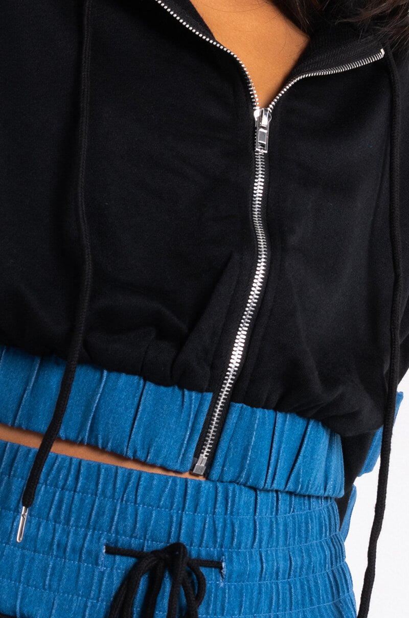 BEATRIX DENIM DETAIL SWEATSHIRT