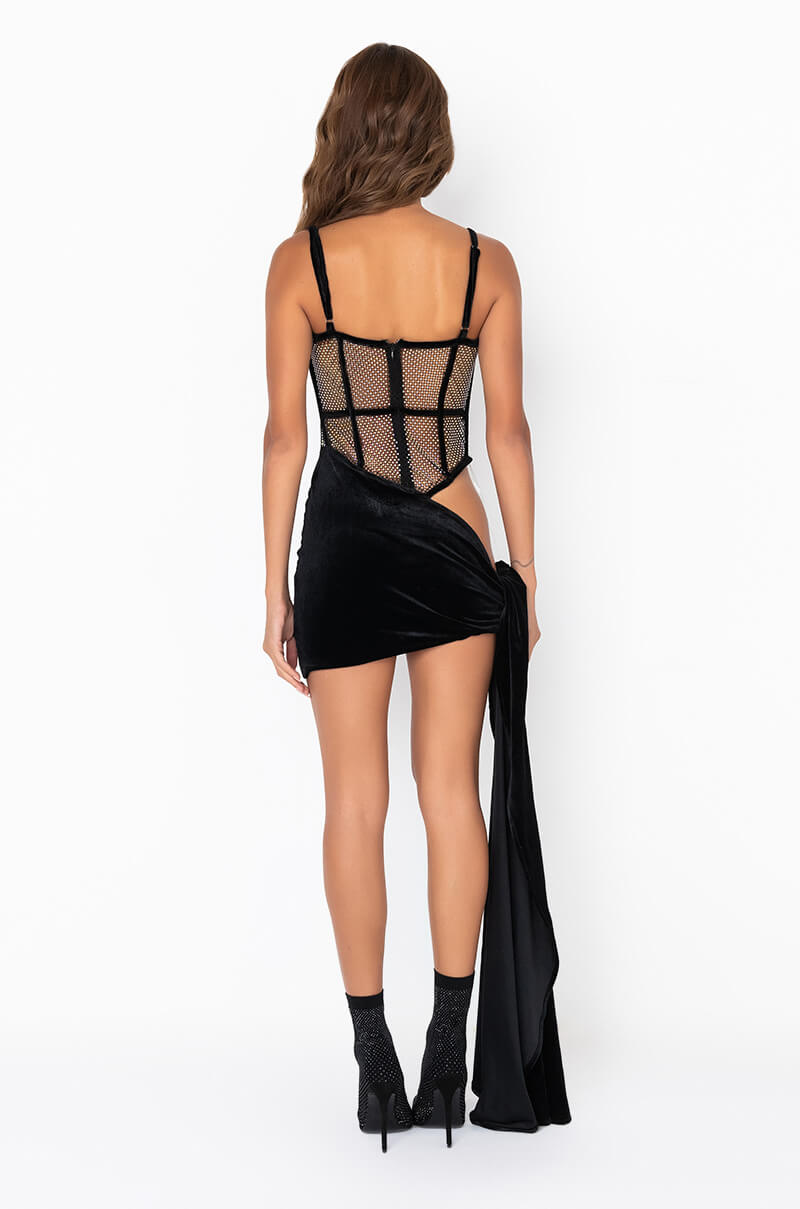 BEEN THAT BITCH CUTOUT MESH MINI DRESS BLACK