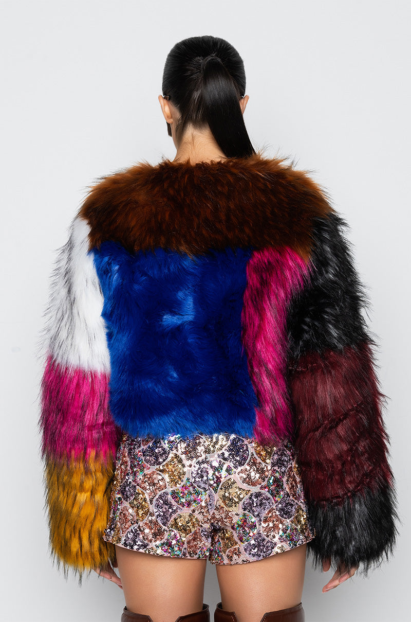 BETTER LUCK NEXT TIME FAUX FUR PATCH JACKET