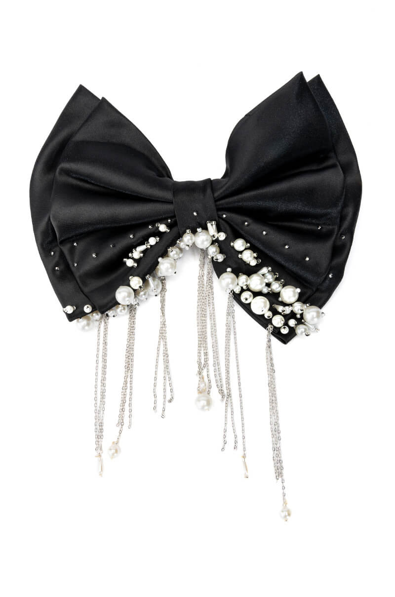 BIG BOW WITH RHINESTONES AND CHAINS