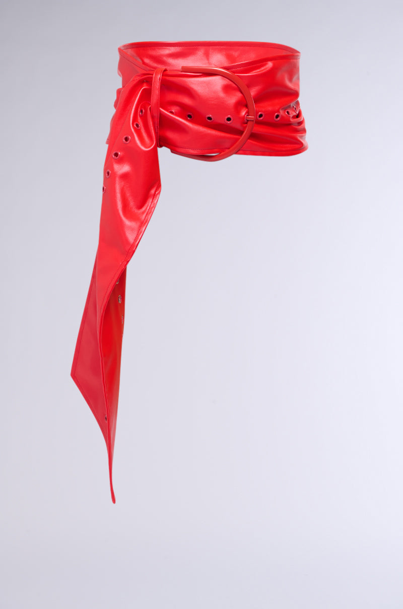 BIGGER IS ALWAYS BETTER PU BELT IN RED