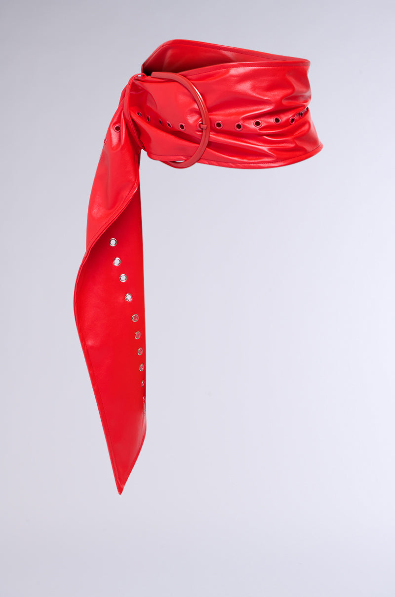 BIGGER IS ALWAYS BETTER PU BELT IN RED