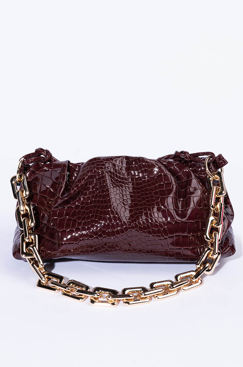BINDI CROC BROWN BAGUETTE BAG