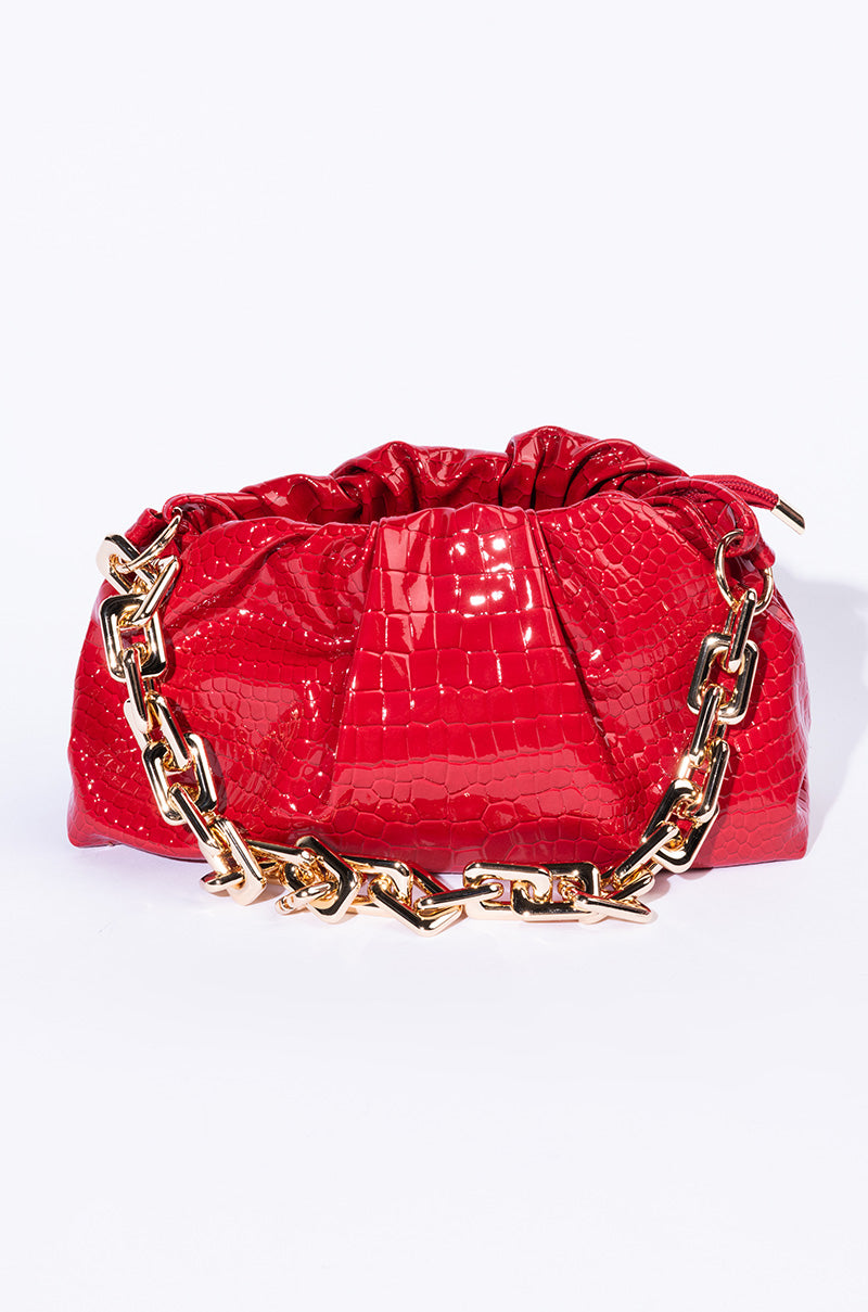 BINDI CROC RED BAGUETTE BAG