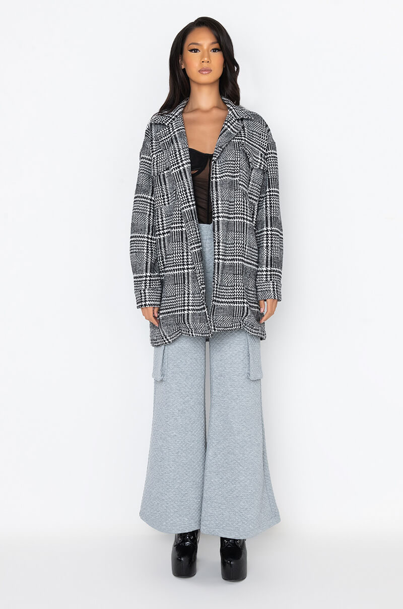 BING PLAID LONG JACKET TRENCH