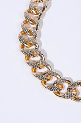 BLAME IT ON ME GOLD RHINESTONE CHAIN NECKLACE