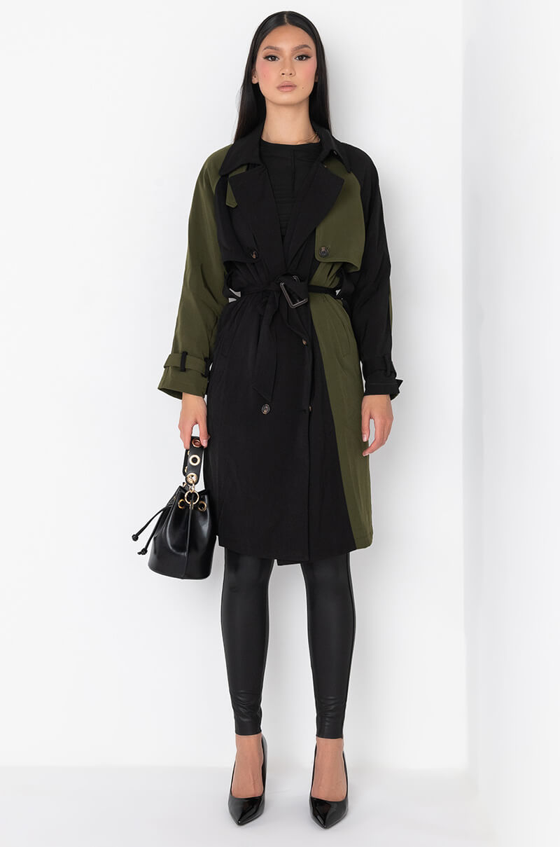 BLEEKER STREET TWO TONE TRENCH COAT