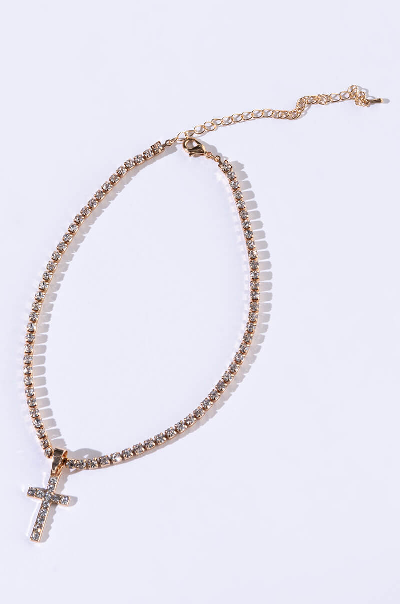 BLING STONE CROSS NECKLACE