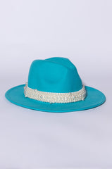 BLUE OVER BABY PINK UNDER PEARL BAND BRIM HAT