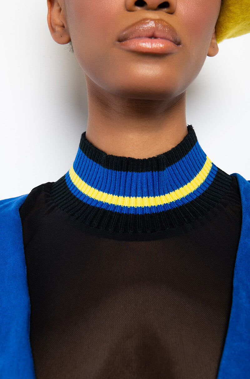 BODY LANGUAGE LONG SLEEVE MESH TURTLENECK TOP