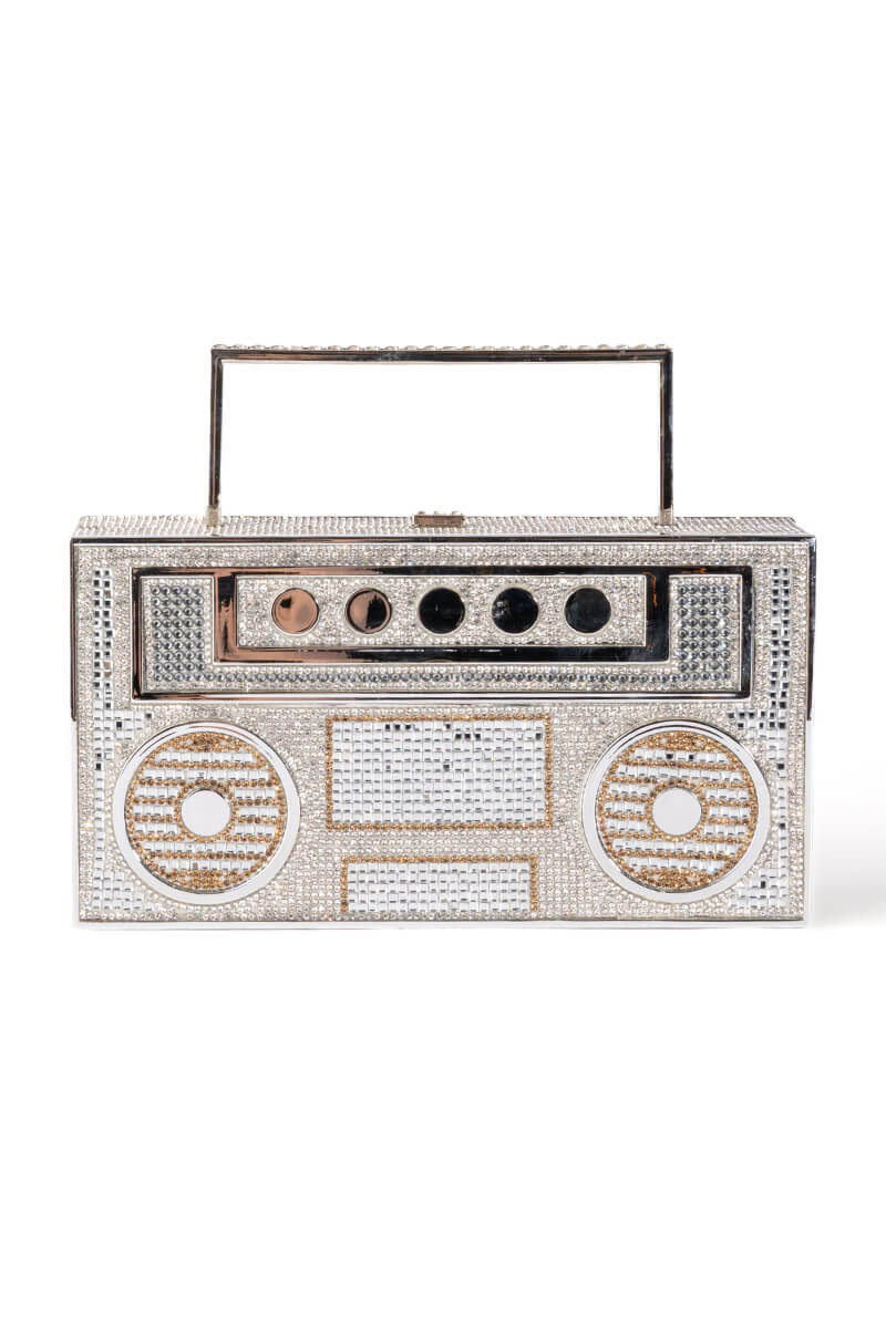 BOOM BOX EMBELLISHED NOVELTY BAG