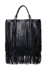 BRADLEY KATE OLSEN OVERSIZED FAUX LEATHER FRINGE TOTE