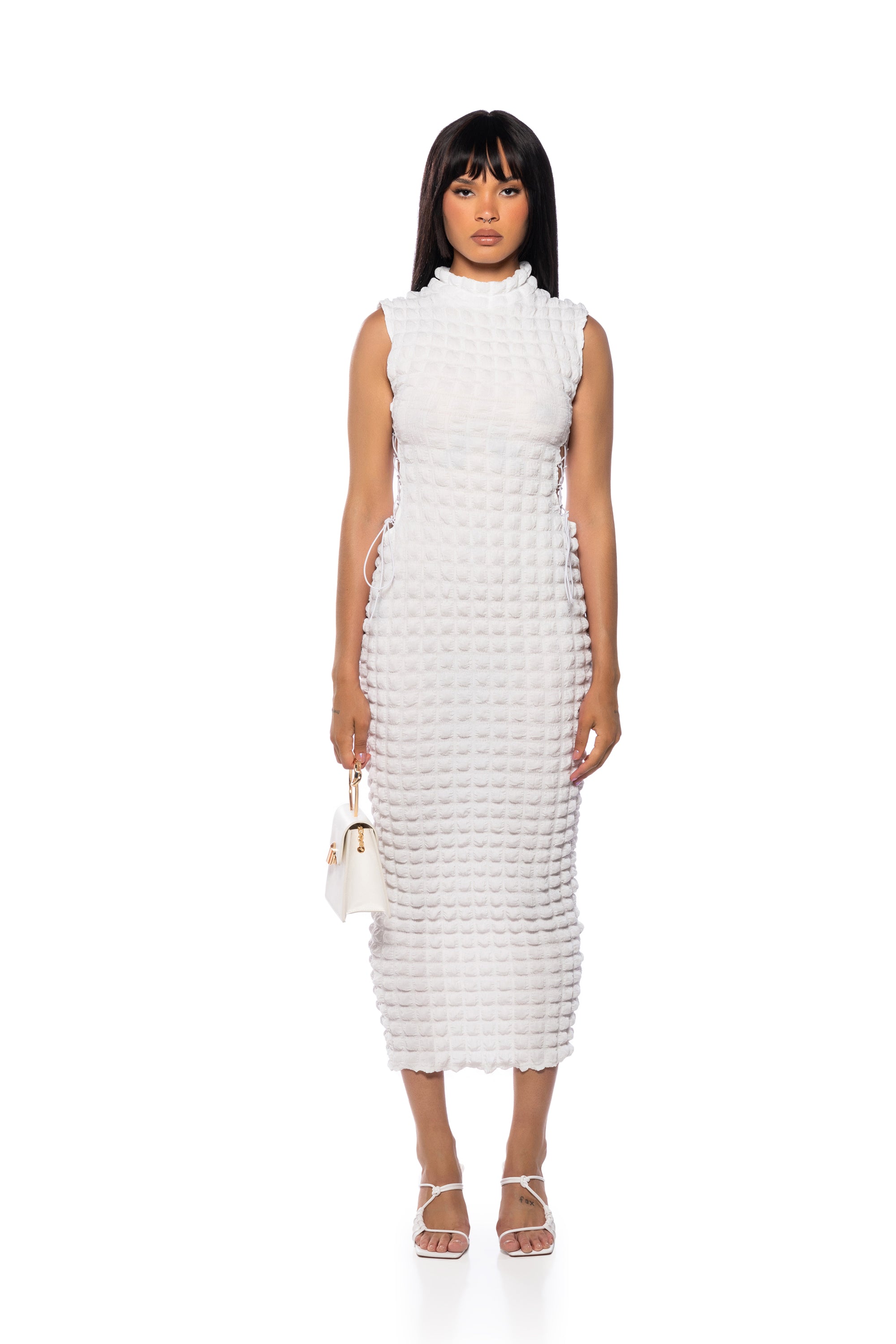 BUSY GAL SLEEVELESS MOCK NECK MAXI DRESS