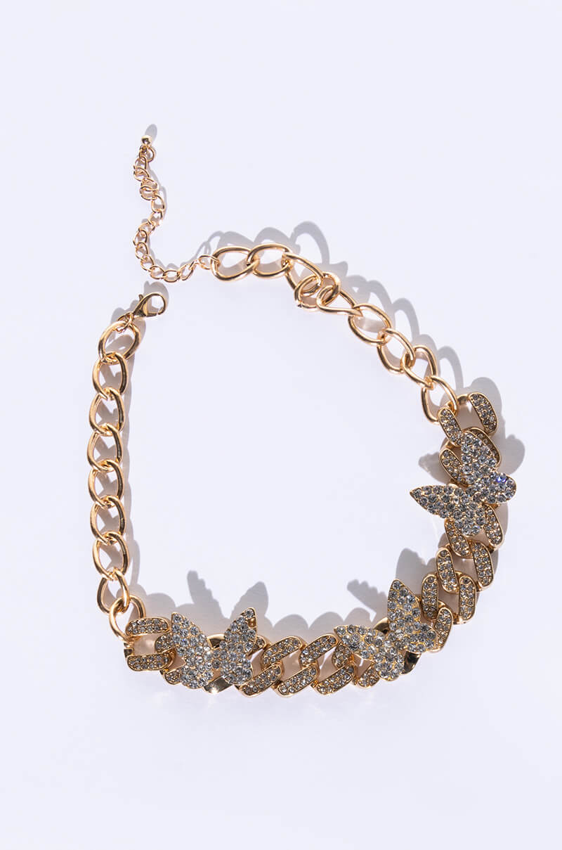 BUTTER-FLYEST RHINESTONE STATEMENT NECKLACE