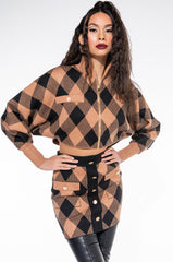 CALL ME ZIP UP SWEATER BEIGE MULTI