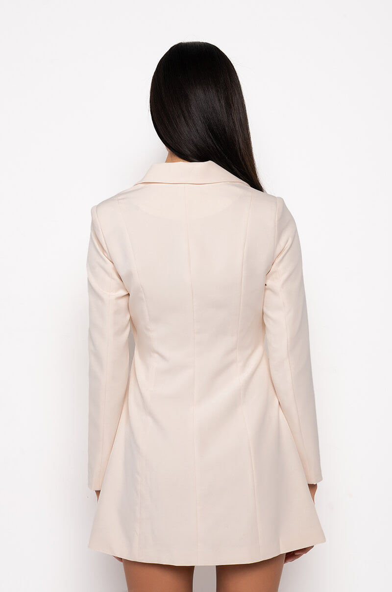 CAN'T BE WITHOUT ME MINI BLAZER DRESS WITH CUT OUT WHITE