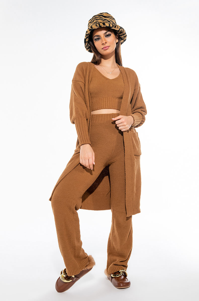 CHILLIN AF COZY WIDE LEG PANT CAMEL