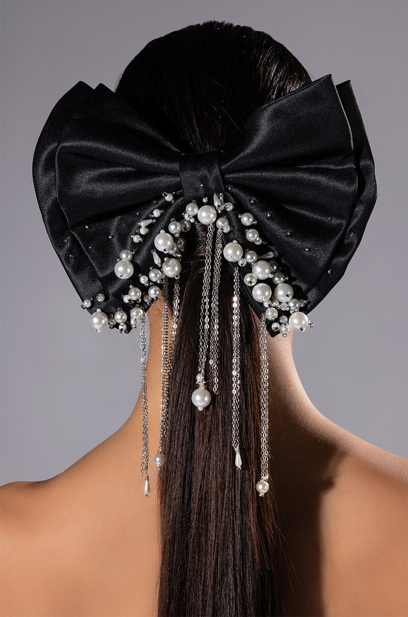 BIG BOW WITH RHINESTONES AND CHAINS