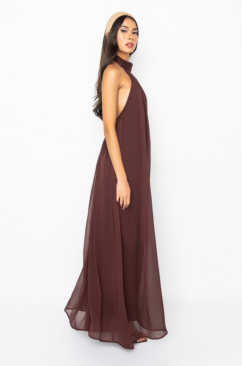 CHOCOLATE DROP HALTER TOP JUMPSUIT